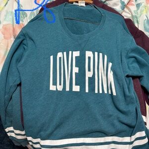 Victoria's Secret Teal and White Crew Neck Sweater